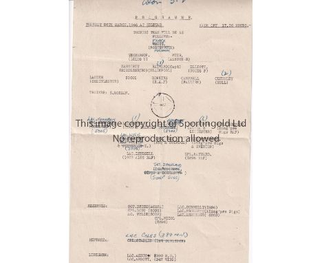 WARTIME FOOTBALL IN SINGAPORE 1946   Single sheet programme for the match in Seletar 26/3/1946, R.A.F. v Touring Team. Folded