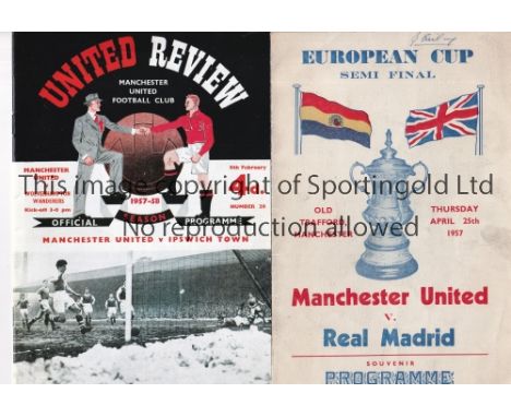 MANCHESTER UNITED      A pirate issue home programme v. Real Madrid 56/7 European Cup S-F with a small name on the cover and 