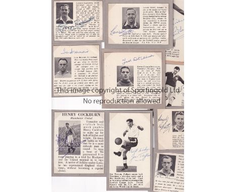 FOOTBALL AUTOGRAPHS 1940'S &amp; 1950'S      Ten signed small photo with pen pictures by George Hardwick, Laurie Scott, Ivor 