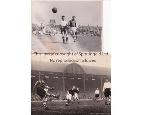 MIDDLESBROUGH     Six black &amp; white Press photographs: 7" X 5" Wilf Mannion in action in the Reds v Whites match, 8" X 5"