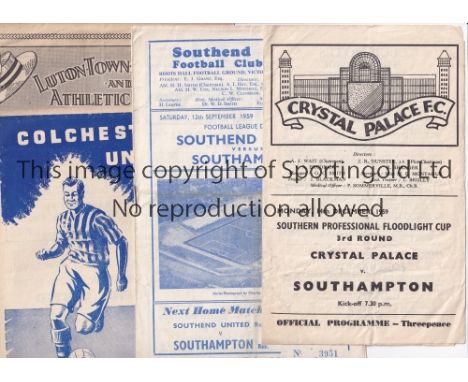 SOUTHAMPTON     Five away programmes v. Luton 48/9 horizontal crease and minor tears, Crystal Palace SF Cup creased, Coventry