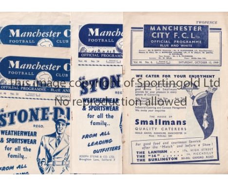 MAN CITY   Four home programmes v Stoke City (score/scorers/team changes) 1949/50 , Bolton Wanderers and West Bromwich Albion