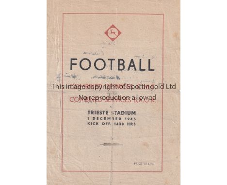 WARTIME FOOTBALL IN ITALY 1945 / 26 AUTOGRAPHS       Combined Services C.M.F. v Combined Services B.A.O.R. at Trieste Stadium