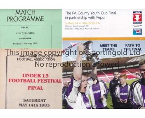 MINOR FOOTBALL AT LEAGUE GROUNDS     Six programmes: FA County Youth Final at Ipswich Town Suffolk v Hants. 7/5/2005, Under 1