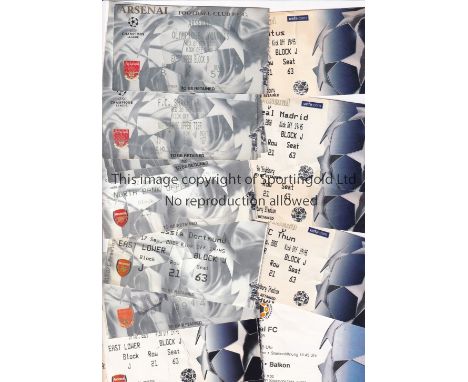 ARSENAL    Sixteen European tickets: 15 homes in the 2000's and away v Thun 05/06.   Generally good