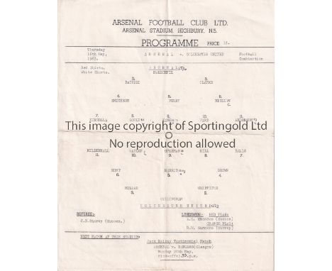 ARSENAL      Four single sheet home Reserve team programmes v. Colchester United 16/5/1963, Leicester City 22/4/1963 and Mans