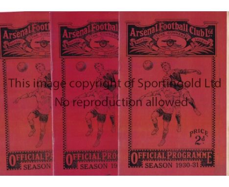 ARSENAL Three home Reserve team programmes with red replacement replica covers and original inside pages v. Brentford, Luton 