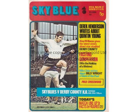 LARGE FORMAT         Thirty programmes 70's and 90's. Newspaper type; Doncaster R x2 and Derby x4, Oxford x1, Coventry x23 So