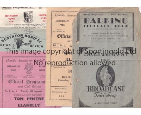 NON LEAGUE 1940'S/1950'S     A collection of 20 Non-League programmes. Barking v Clapton Essex Senior Cup (ph) 1947/48, Llane
