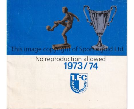 1974 ECWC FINAL FC      Magdeburg v AC Milan played 8 May 1974 at Feyenoord Stadion, Rotterdam. Rare 36-page official club br