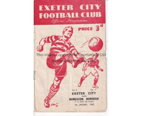 EXETER - NUNEATON 50   Exeter City home programme v Nuneaton, 7/1/50, Cup 3rd Round, Exeter won 3-0. Slight fold, pencil chan