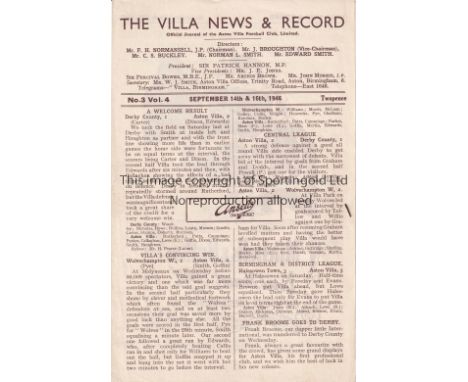 ASTON VILLA V ARSENAL &amp; WOLVES 1946     Joint issue Aston Villa home programme for League matches early in the 1946/7 sea