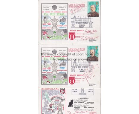 SUNDRLAND SIGNED FDC'S 1973     Three First Day Covers all relating to Sunderland's 1973 FA Cup win with signatures of manage