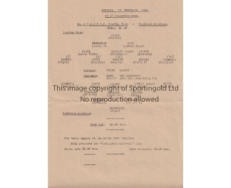 WARTIME FOOTBALL IN INDIA 1946   Single sheet programme for the match at 47 Recreation Camp Ground 19/2/1946, Combined Servic