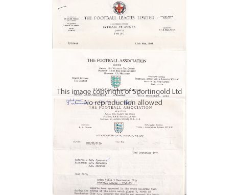 TREVOR SPENCER FOOTBALL REFEREE &amp; LINESMAN       A folder of items previously the possession of the long serving referee 