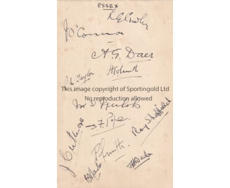 CRICKET        An album page of 11 autographs of the Essex team of the 1930's to include O'Connor , Smith , Taylor , Pope , S