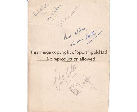 ARSENAL AUTOGRAPHS 1950'S    Two album sheets with 7 autographs including Tom Whittaker, Alex James, Bill Dickson, Brian Wals