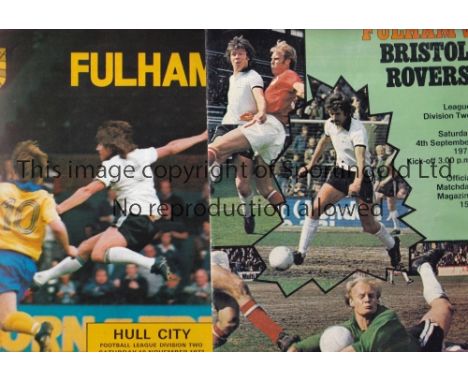 GEORGE BEST       Programmes for his first and last matches for Fulham. Homes v. Bristol Rovers 4/9/1976 and Hull City 19/11/
