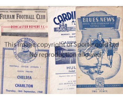 1940'S FOOTBALL PROGRAMMES          Programmes from the 40's x12;  Birmingham v Sunderland 48-49, Cardiff v Hull 49-50, Chels