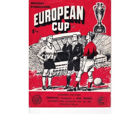 1960 EUROPEAN CUP FINAL    Original programme for Real Madrid v Eintracht Frankfurt.   Generally good