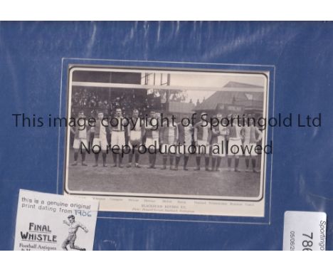 BLACKBURN      Mounted print of Blackburn Rovers team group from about 1906 (30 x 25cm). Generally good       