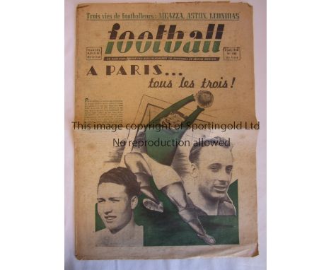 FRANCE FOOTBALL NEWSPAPER 1938 / WORLD CUP FRANCE     Scarce French newspaper Football dated 6/7/1938, believed to be one of 