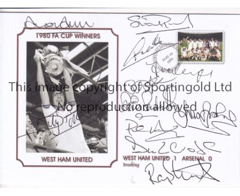 WEST HAM 1980      FA Cup Final commemorative cover for their 1-0 victory over Arsenal, signed by all eleven players includin