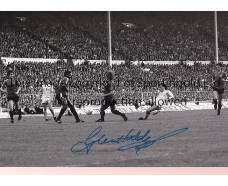 GLENN HODDLE 1982      B/w 12 x 8 photo of Hoddle scoring in extra-time to give Tottenham the lead in the 1982 FA Cup Final, 