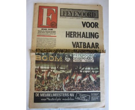 ARSENAL     Newspaper programme for the away Friendly v. Feyenoord on the 7/8/1971.    Generally good