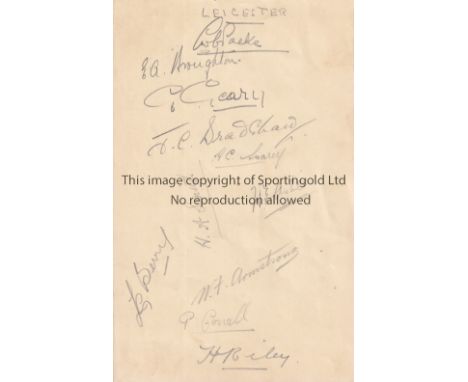 CRICKET        An album page of 11 autographs of the Leicestershire team of the 1930's to include Geary, Bradshaw , Astil , S