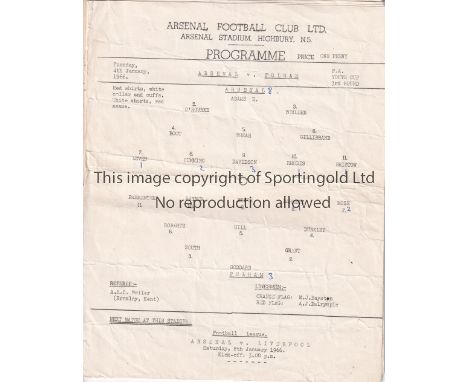 ARSENAL      Nine single sheet home programmes for season 1965/6: FA Youth Cup v Fulham, Wolves, Bristol City and QPR semi-fi