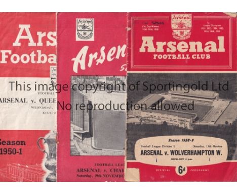 ARSENAL    A collection of 85 Arsenal programmes. Homes 1 x 1949/50, 13 x 1950/51 (includes Reserves v Queen's Park Rangers),