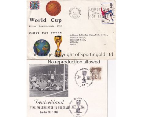 1966 WORLD CUP FIRST DAY COVERS     A scarce German FDC date stamped with the trophy 30/7/1966 in Bonn and a picture of the e