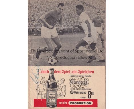 ARSENAL      Oppermann's issue programme for the away Friendly v. Hamburg SV 17/8/1963. Signed by George Eastham on the cover