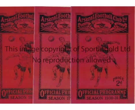 ARSENAL Three home Reserve team programmes with red replacement replica covers and original inside pages v. Coventry, Tottenh