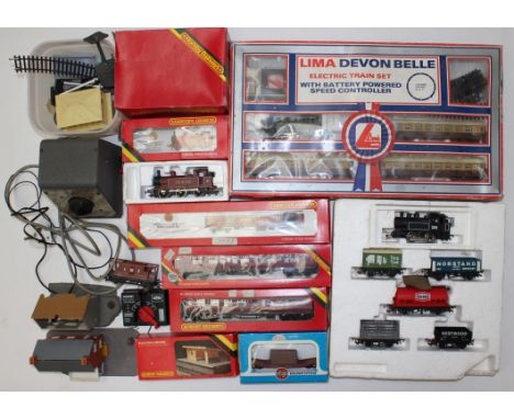 Model Railway: A collection of assorted boxed and unboxed model railway to include: Lima The Devon Belle set, Jinty Hornby lo