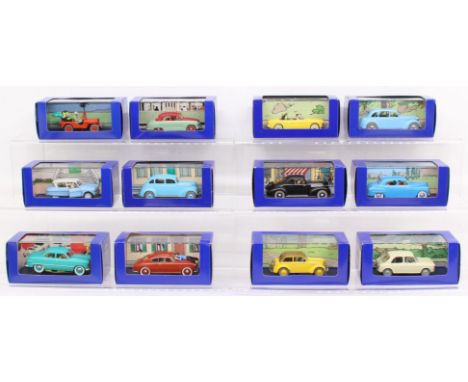 Herge: A collection of twelve boxed Herge Atlas Edition Tintin model vehicles. Original boxes. General condition of the conte