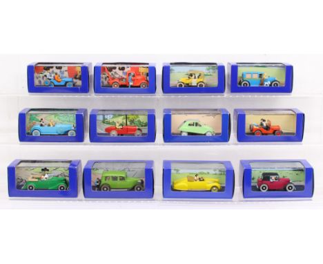 Herge: A collection of twelve boxed Herge Atlas Edition Tintin model vehicles. Original boxes. General condition of the conte