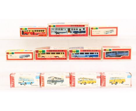 Diecast: A collection of seven boxed Diapet scale model vehicles, together with four Tomica Dandy boxed scale vehicles. Conte
