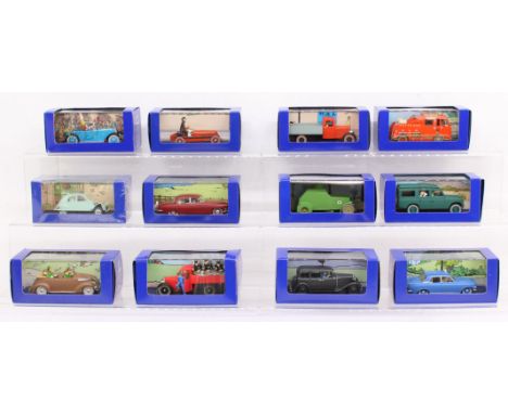 Herge: A collection of twelve boxed Herge Atlas Edition Tintin model vehicles. Original boxes. General condition of the conte