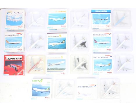 Herpa: A collection of eleven boxed Herpa, Boeing 747-400, model aircraft to include: 512176, 511537, 511865, 516105, 500852,