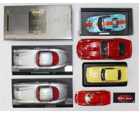Diecast: A collection of seven boxed / unboxed diecast vehicles, mostly 1/12 Scale to include: Revell Mercedes-Benz 300 SLR b