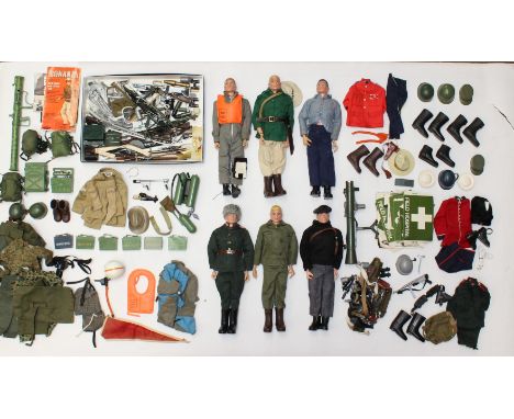 Action Man: A collection of six unboxed dressed vintage 1960s Action Man figures, together with a good assortment of various 