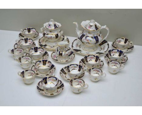 A VICTORIAN PART TEA SET, comprising; teapot with cover, sucrier with cover, milk jug, each with crabstock handles, two servi