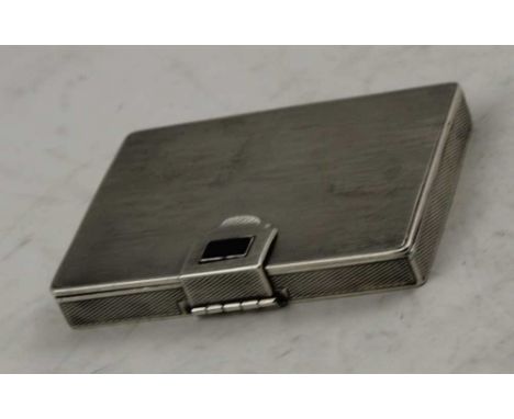 COHEN & CHARLES An Art Deco silver rectangular box, engine turned decoration, gilded interior, 8cm x 5.5cm, 85g London 1934Co