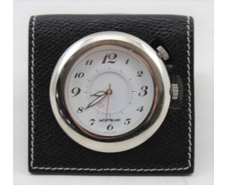 A MONTBLANC TRAVEL ALARM CLOCK, Arabic numerals, 3cm dial in original boxCondition report – the case appearance outer box in 