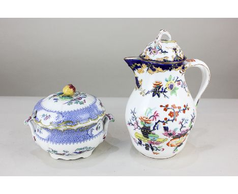 A Spode porcelain Spode's Aviary pattern soup tureen and cover together with a Victorian porcelain jug and cover
