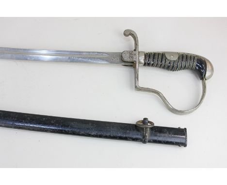 An Imperial German officer's sword by F W Holler of Solingen, inscribed 7ARI7, with metal scabbard, blade length 83cm