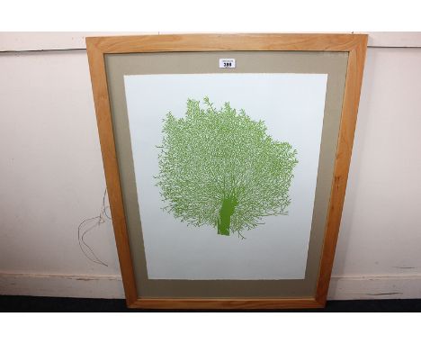 Andrew Carter, monochrome study of a tree in green, colour print, numbered 8/35 and signed in pencil, 65cm by 50cm