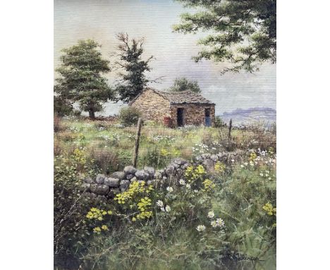  William R Makinson (British 20th Century): Stone Barn, oil on canvas signed 30cm x 24cm 